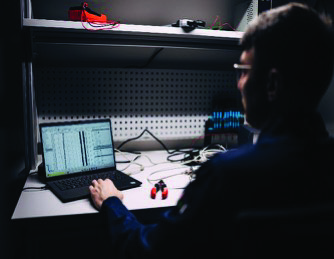 TGT engineer reviewing Pulse IGNIS survey data in the interpretation lab