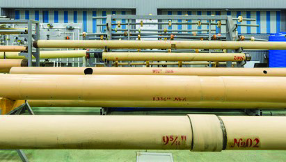 TGT Pulse testing lab — tubing and casing samples used for rigorous tool qualification